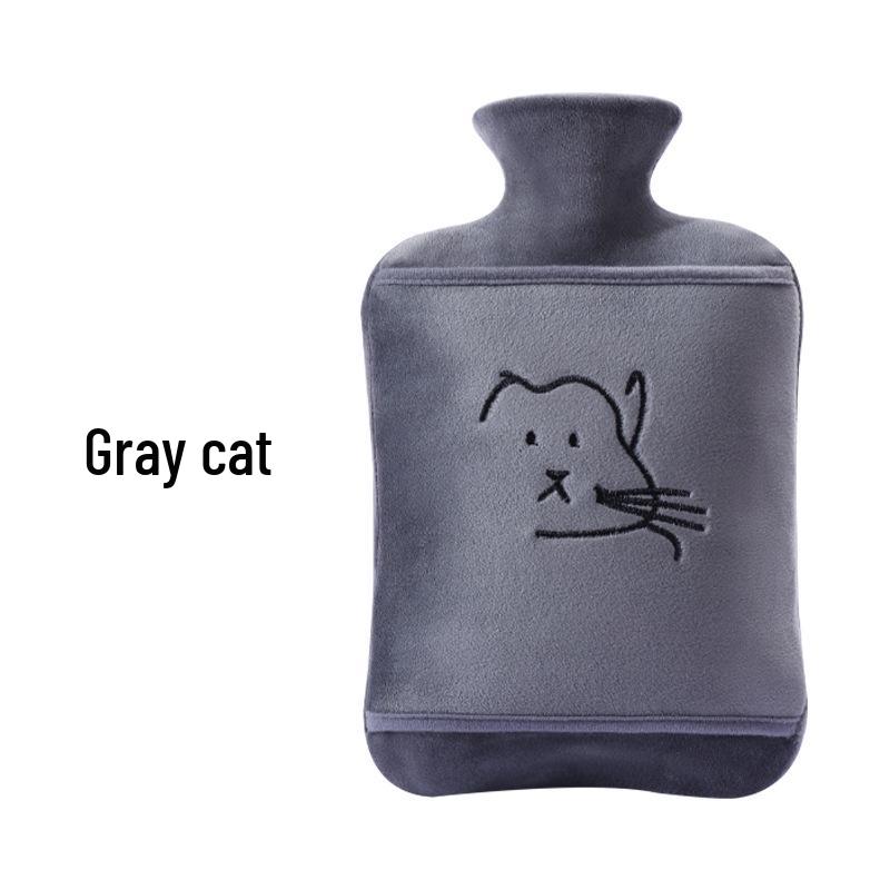 Thickened Velvet Hot Water Bottle with Hand Inserts for Warmth and Anti-Scald Heat Therapy.