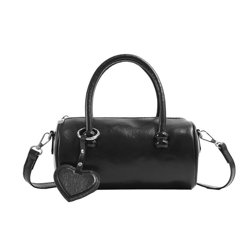 2024 New Korean Version Ins Style High-End Black Retro Bowling Handbag Fashion Versatile Crossbody Bag
