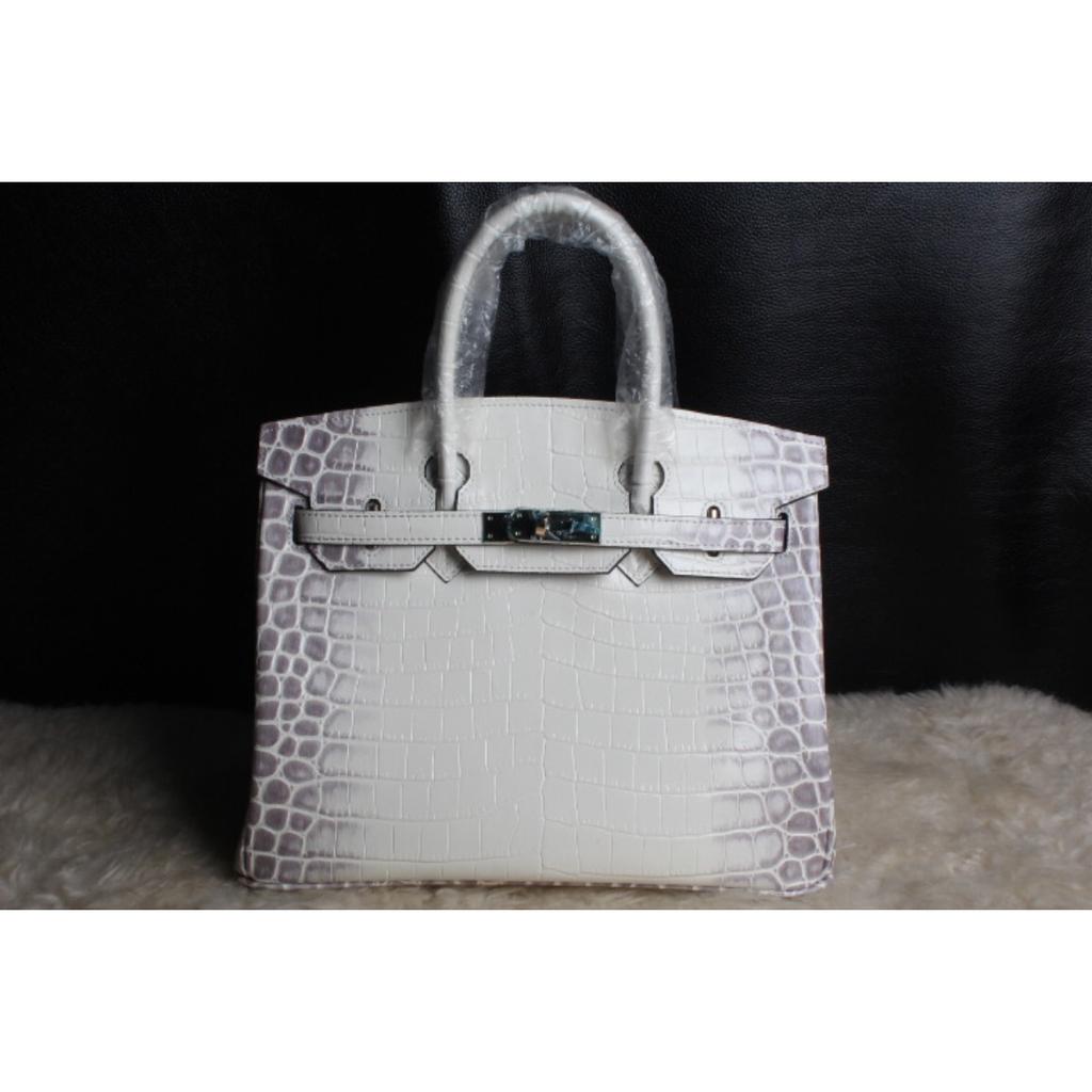 FD64102940 Herbst und Winter neue Platin Macaron Serie Krokodilmuster tragbare Schulter Rindsleder Tasche 25CM