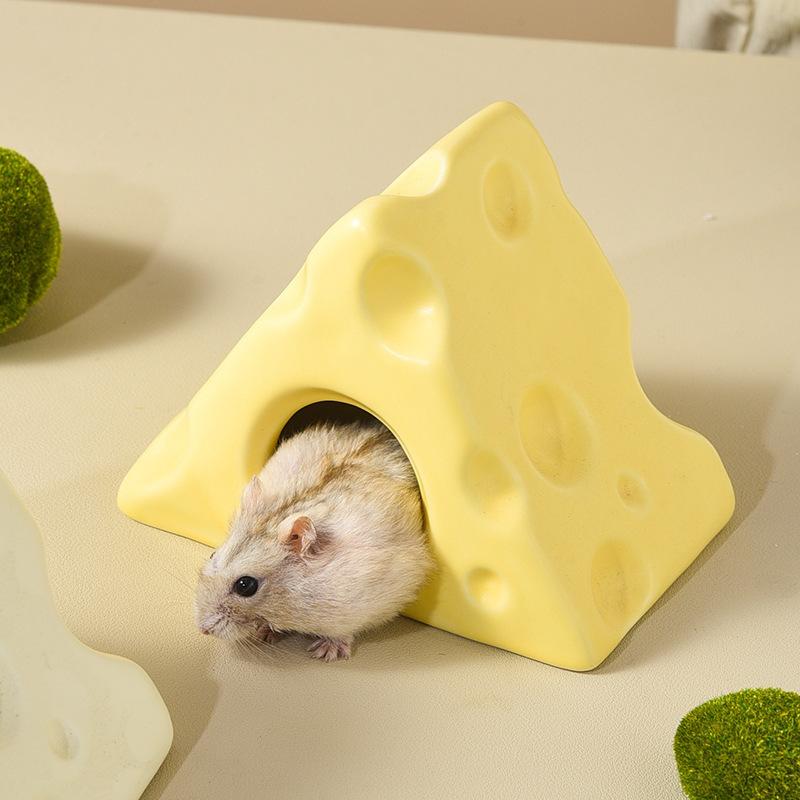 Cheese Hamster Nest Shelter Summer Cooling Ceramic House Villa Flower Branch Mouse Nest