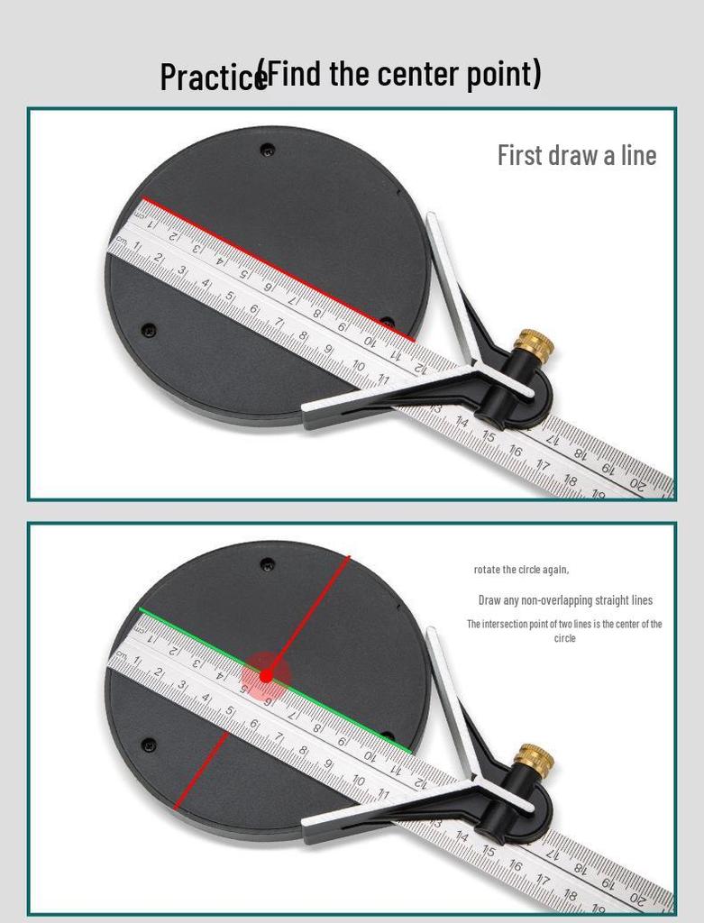 High-Precision Adjustable Stainless Steel 90-Degree Right Angle Woodworking Ruler with 45-Degree Multi-Function Combination.
