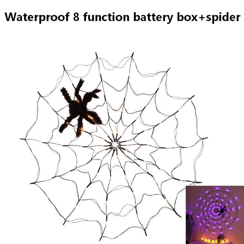 Halloween Led String Light Spider Web Ghost Festival Atmosphere Light For Haunted House Party Decoration Colorful Lighting