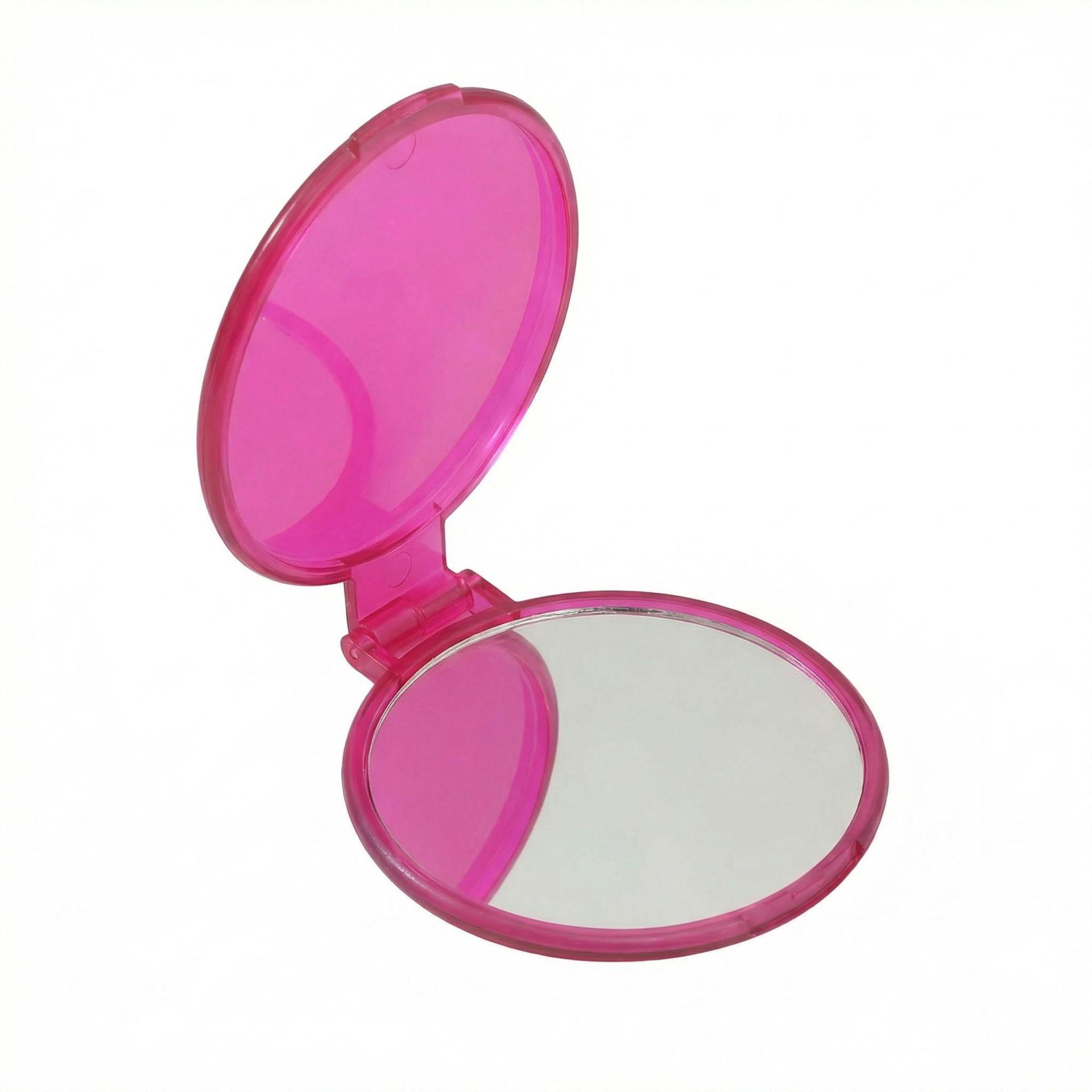 

Compact Foldable Makeup Mirror: Portable, Semi-transparent, Customizable Logo Option. розовый