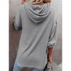 Women's Solid Color Oversized Hoodie, Casual Comfortable V Neck Button Front Sweatshirt, European American Style Crossbody Top for Women