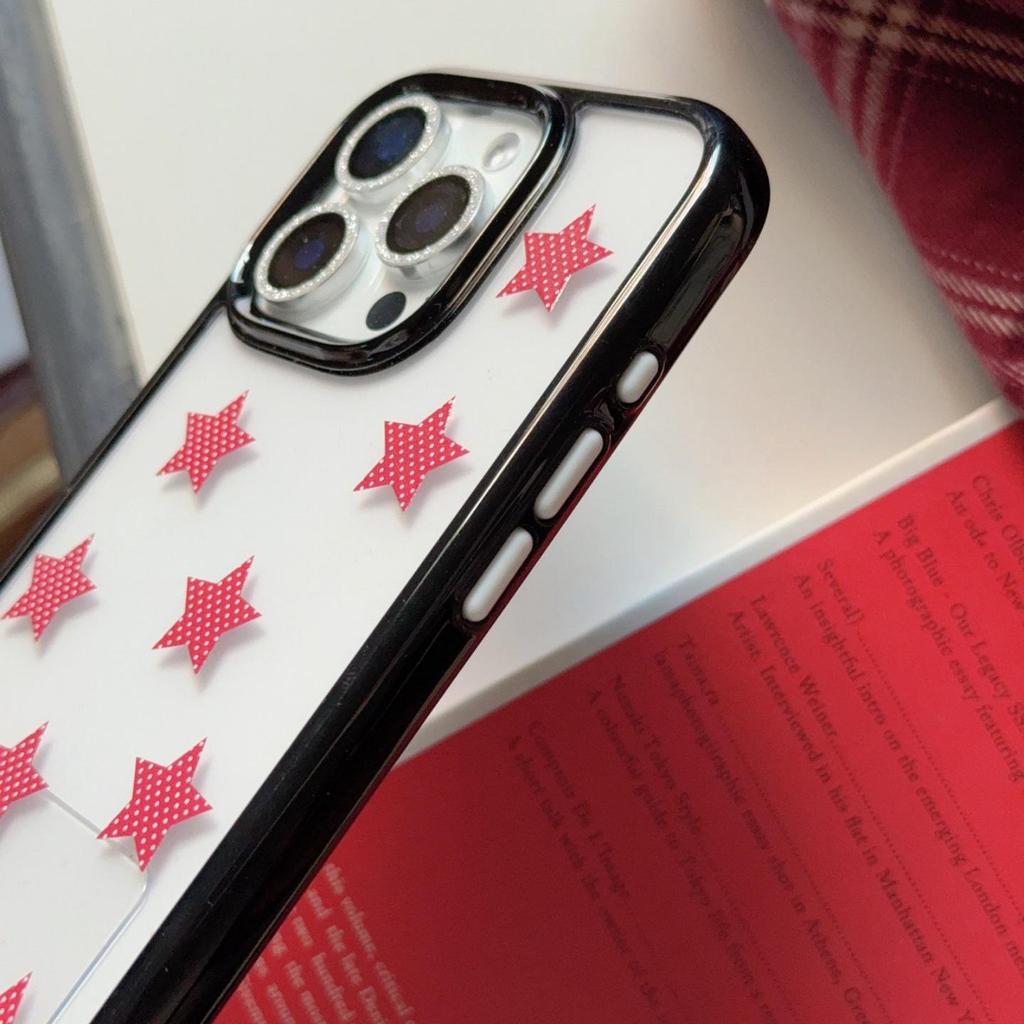 Red Polka Dot Five-Point Star Phone Case for iPhone 13-17 Pro/Pro Max