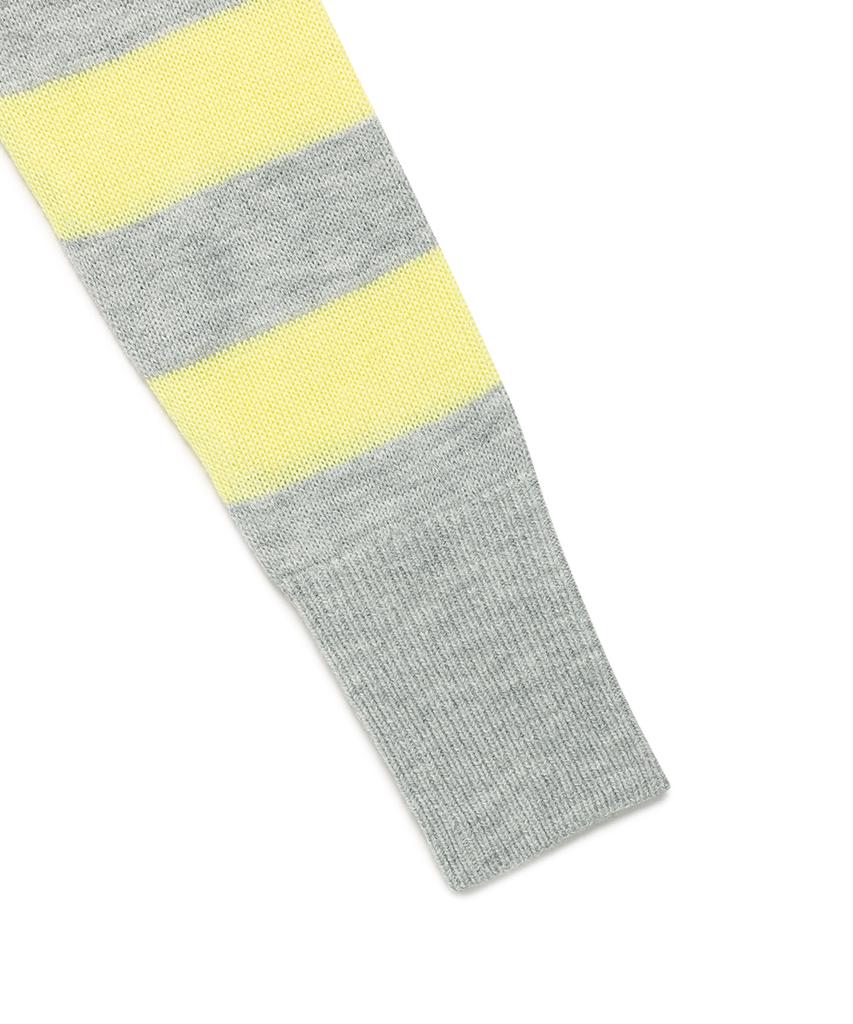 CAVISH W U Neck Striped Star Knit Hoodie Yellow(Cv2Fffk601A)
