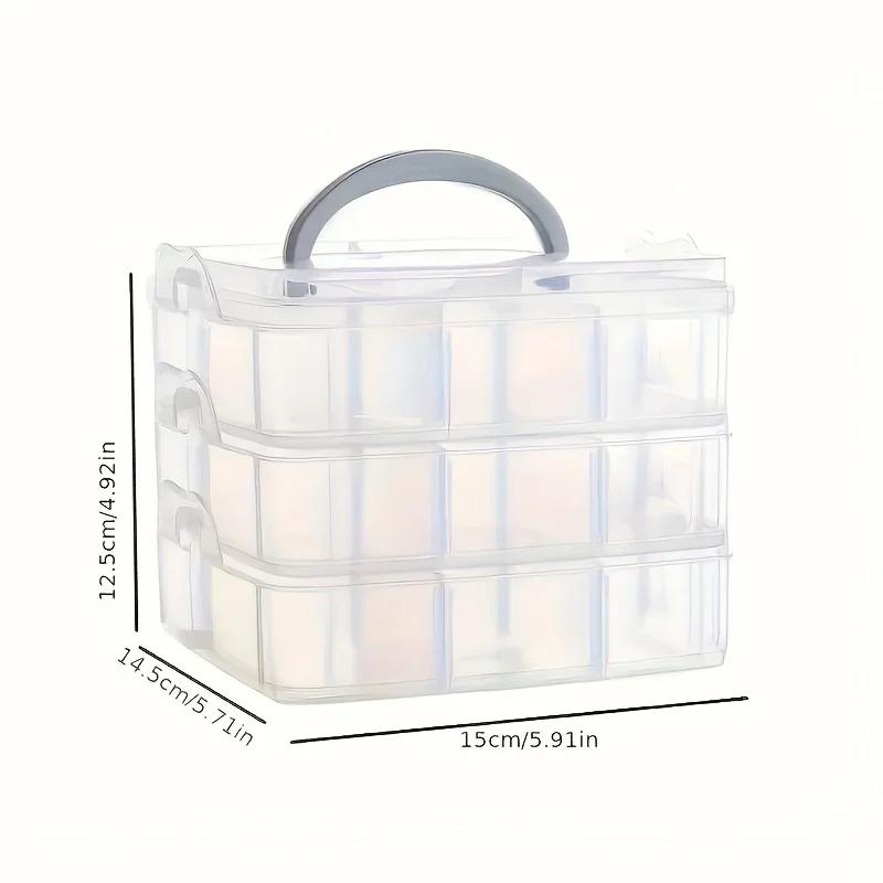 3-layer 18 Grid Transparent Jewelry and Toy Storage Box, Jewelry Earrings, Rings, LEGO Toy Organizer Box