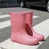 Fashion women's rain boots outdoor wading shoes medium tube thickened rain shoes non-slip soles women's water shoes rubber shoes kitchen water boots