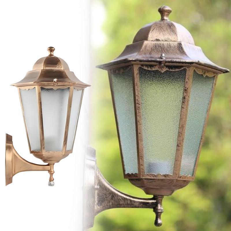 Retro Outdoor Hexagonal Wall Lamp With Copper Finish And Waterproof Led Technology