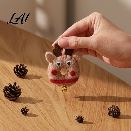 Soft Fluffy Christmas Tree Pendants Felt Ornament Handmade Wool Santa Claus Elf Snowman Creative Holiday Window Decorations Hanging Decor