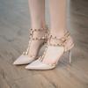Women's Studded Nude Stiletto Heels - Spring/Summer 2023 Pointed Toe Backless Sandals