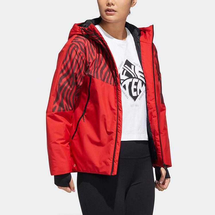 Adidas Printed Color Block Cotton Jacket Women Jackets Red HE7321