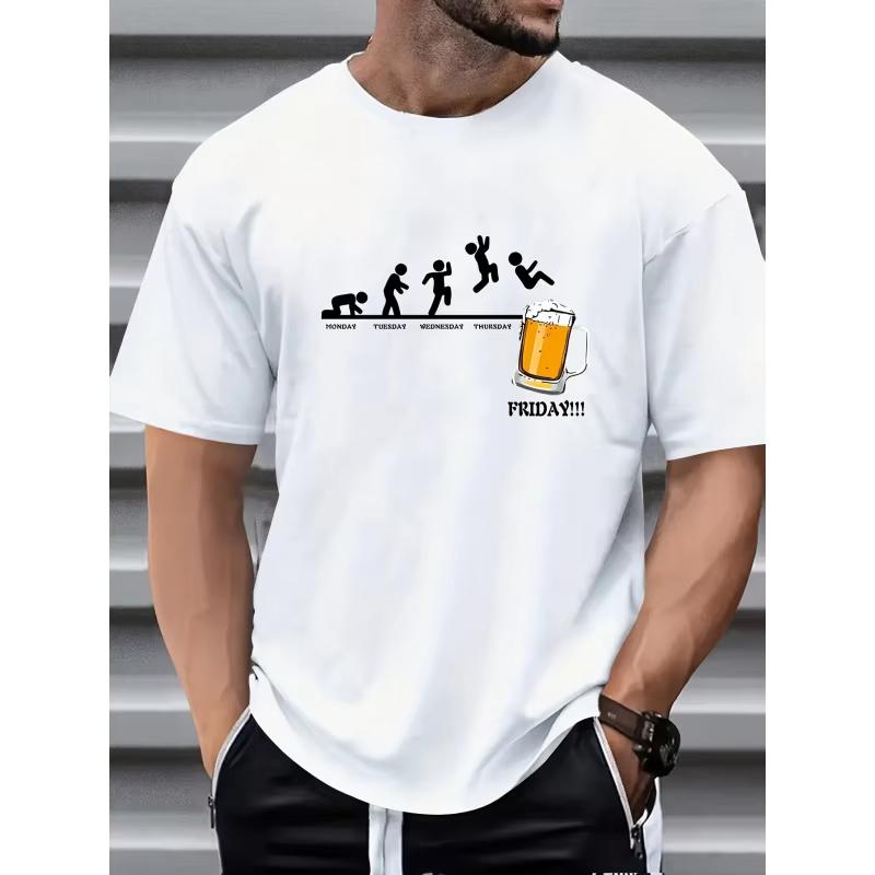 Unisexs Beer Pattern Printed Casual Crew Neck Tshirt Friday Very Suitable For Casual Wear Unisexs And Unisexs 2026 Summer T Shirt