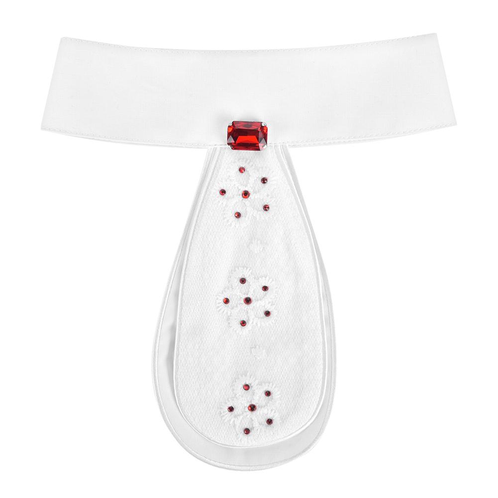 Stylish Children Horse Riding Collar Flower White Necktie Collar Tie Brooch Equestrian AccessoryRed Rhinestones Kid