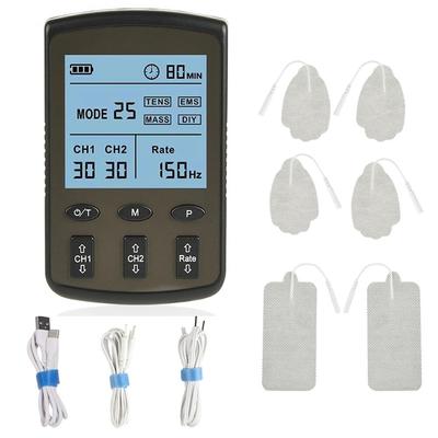 2 Ways EMS Pulse Muscle Stimulator Tens Acupuncture Electrode Pads Therapy Slimming Machine Electrostimulator Rechargeable