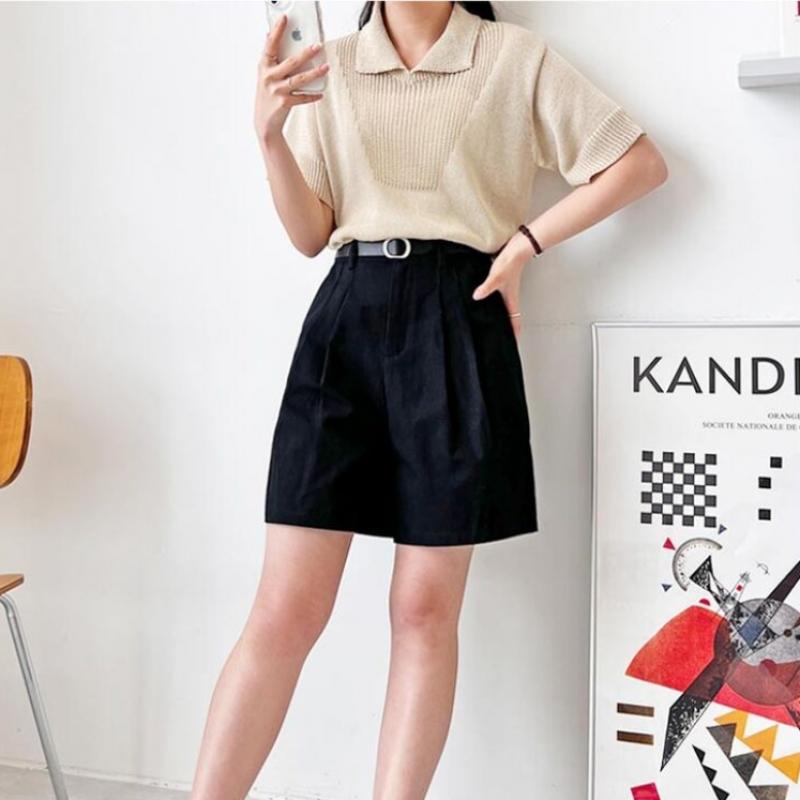 Shop Women Sheer Loose FiT Collared Neck ShorT Sleeve KniT T shirT Wdm Wkn 2lcb