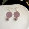 Retro oil painting flower earrings French super fairy purple oil drop earrings high-end earrings