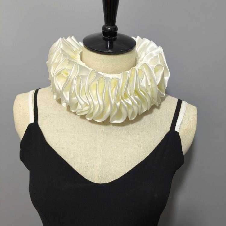 Detachable Ruffle Faux Collar Satins Shawl Wrap Role Play Clown Choker Neck Ruff Gothic Victorian Era Outfits for Women