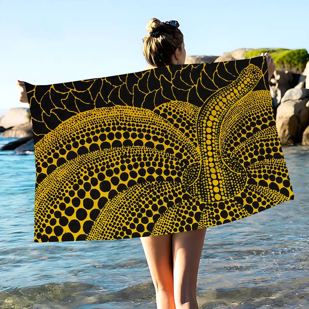 Popular Art Y-Yayoi KusamaS Beach Towel Colorful Bath for Girl Microfiber Quick Dry Custom Sand Free Beach Yoga Spa Gym Pool