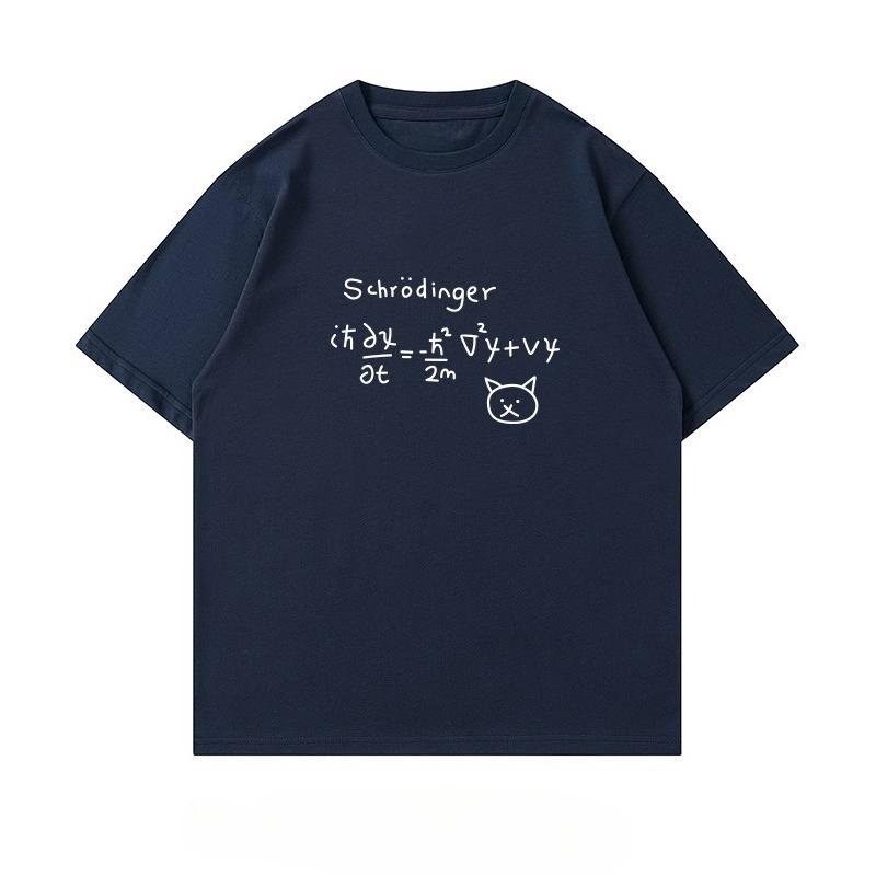2025 Summer New Schrodinger's Cat Pattern Printed and Fashionable Short-sleeved Streetwear for Men and Women