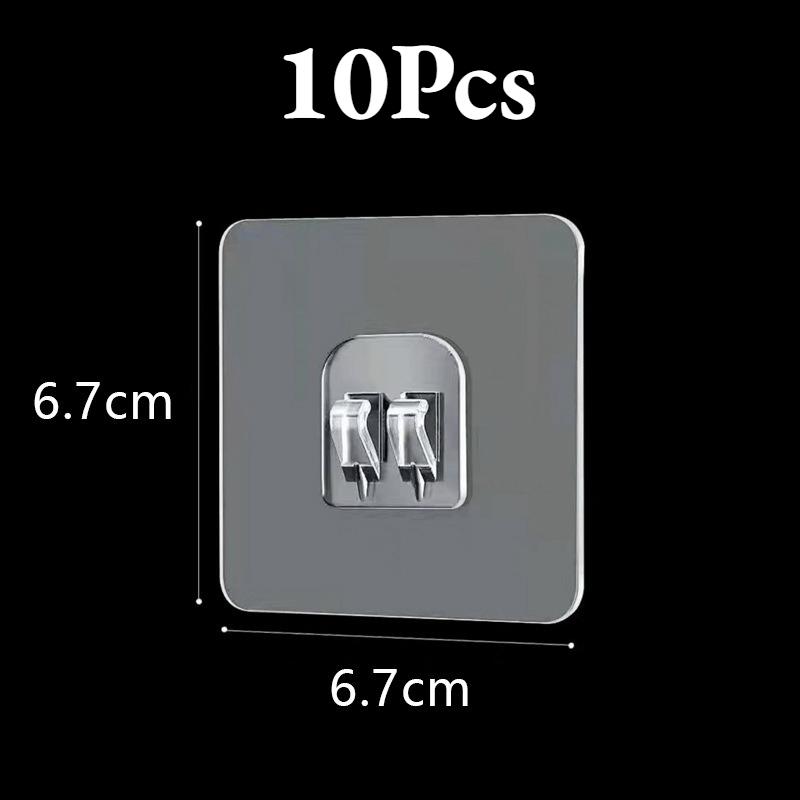 11PCS Transparent Adhesive Storage Rack Sticky Hooks No Drill Bathroom Kitchen Shelf Holder Iron Support Strong Bearing Capacity