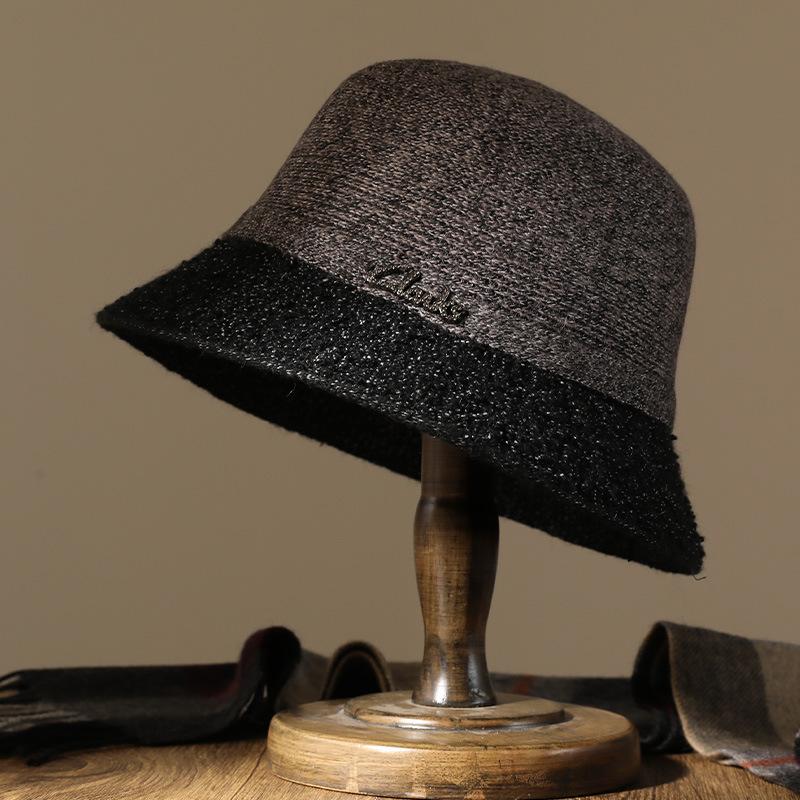New Wool Knitted Basin Hat Temperament Mother Hat Women's Autumn and Winter Warm Fashion Elderly Top Hat