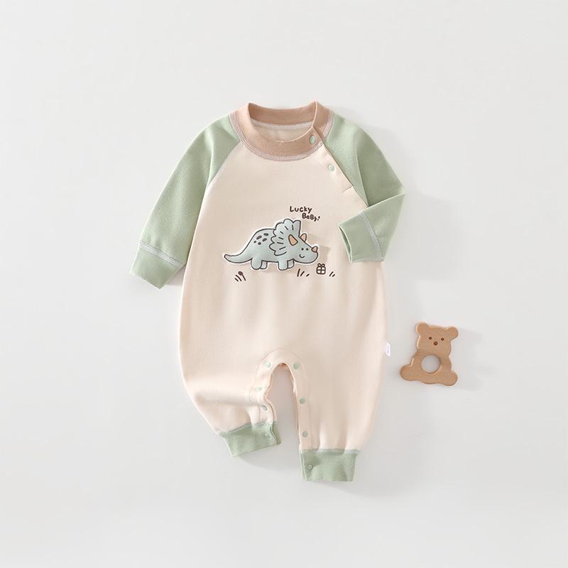 Unisex Newborn Cotton Long Sleeve Bodysuit for Spring and Autumn