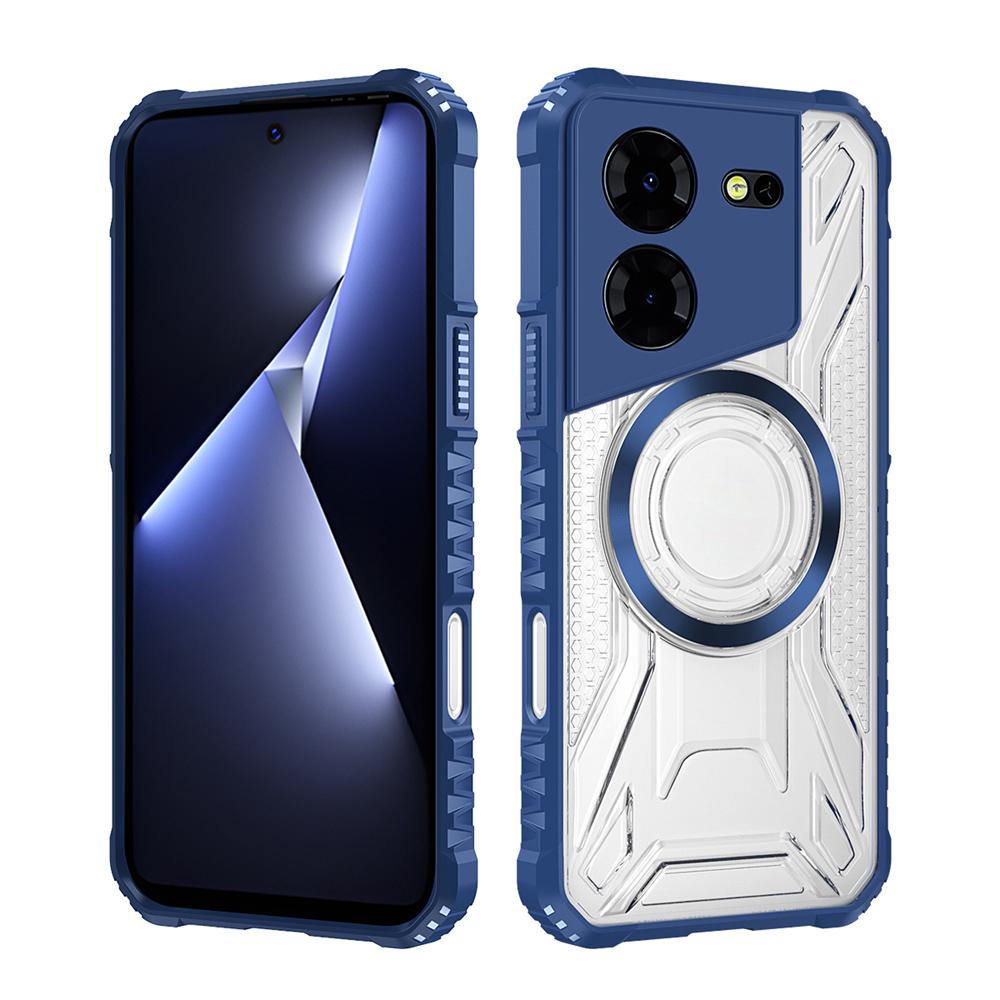 KEYSION Transparent Magnetic Case for TECNO Pova 5 Pro 5G Silicone+PC Heavy Duty Shockproof Phone Cover for for Tecno Pova 5 5G