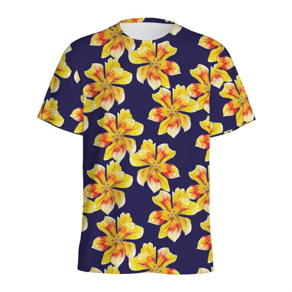 Lily Floral Graphic T Shirts 3D Printed Flower T-shirt For Men Summer Street Short Sleeve Tops Women Kids Round Neck Tee Shirt