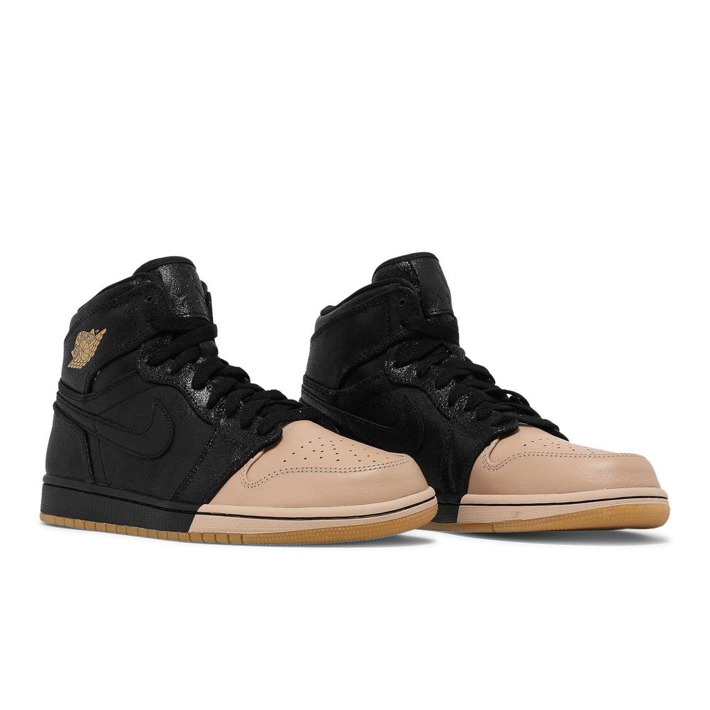 Womens Air Jordan 1 Retro High Premium 'Dipped Toe - Black' (women's sizes) Black / Metallic Gold Vintage Basketball Shoes AH7389 007