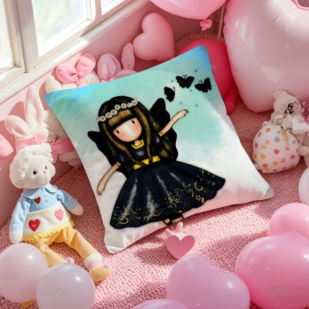 S-Santoro Gorjuss Cartoon Cushion Cover Pattern Printed Pillowcase for Living Room Sofa Cushion Cover & Bedroom Decor