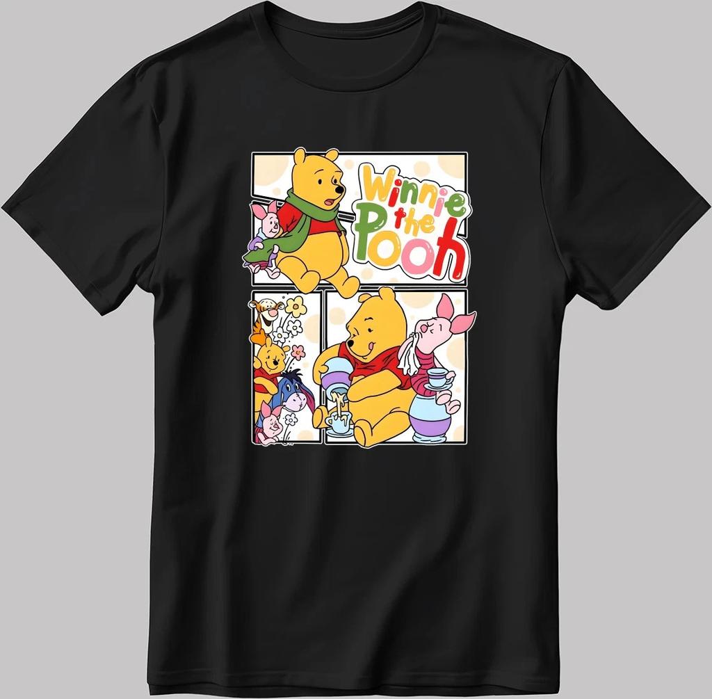 Winnie The Pooh Friends Spring Days Black TShirt