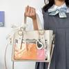 Sweet Cute Laced Bow Heart Charm Ita Bag Women Anime Crocodile Shoulder Bag Ladies Transparent Leather Large Capacity Handbag