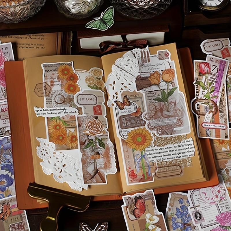 Vintage Creative Botanical Butterfly Flower Stickers for DIY Decorative Stickers (No Backing)
