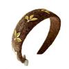 Luxurious Autumn/Winter Pearl Leaf Flocked Fabric Headband