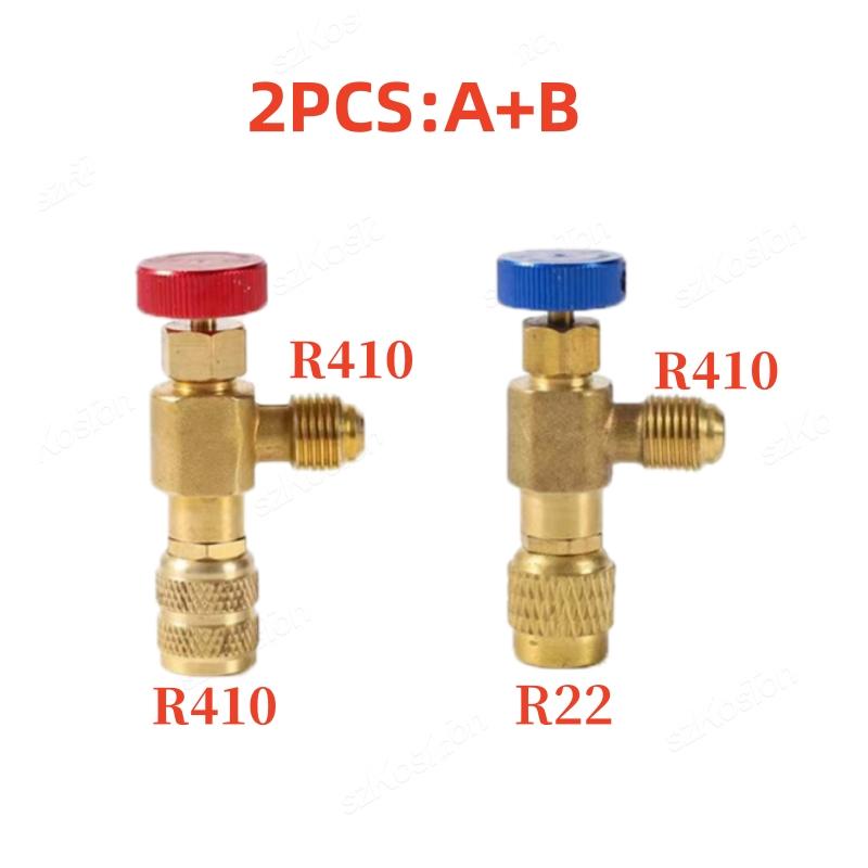 Refrigeration Charging Air Conditioning Adapter For R410A R22 1/4" Liquid Safety Valve Hose R22 Copper Adapter Hand Tool