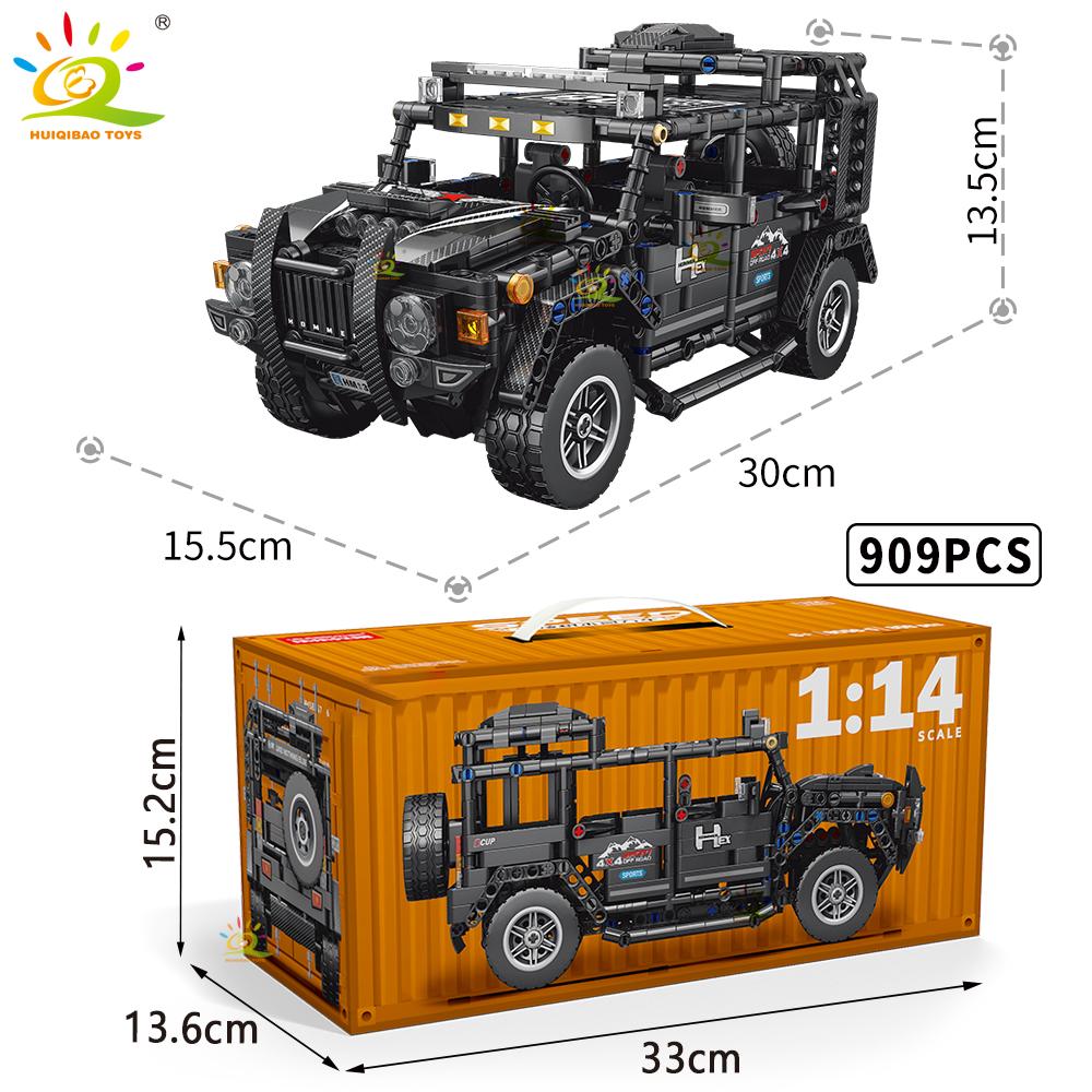 HUIQIBAO 1:14 Geländewagen Rennwagen Technisches Modell Baustein MOC LKW Baustein Kinder Stadt Bauspielzeug Jungenspiel