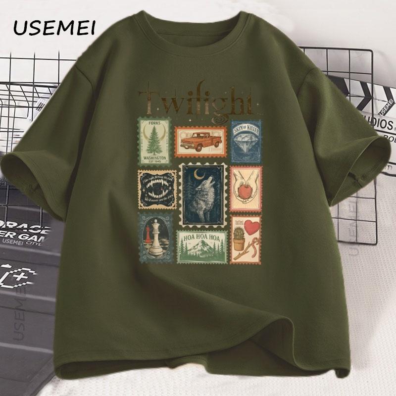 

Винтажная футболка Twilight Forks Хлопковая футболка для любителей книг Мужская Женская футболка Унисекс Одежда Летняя Эстетика Высокое Качество Футболки M