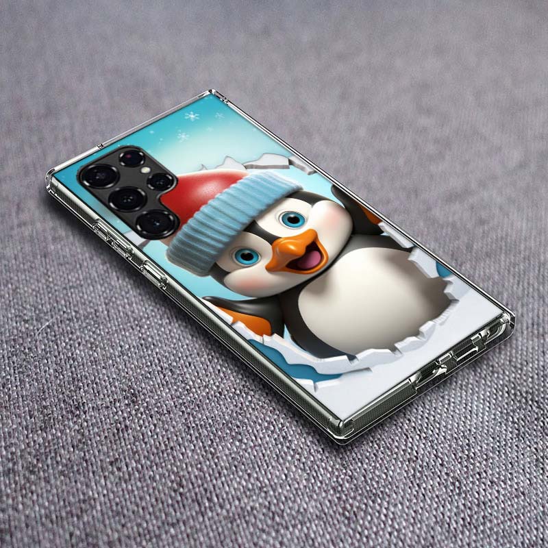 

Cute Little Penguin Phone Case For Samsung Galaxy S24 S23 S21 S20 FE S22 S26 Ultra S25 Edge S10 Plus Cover Clear TPU Capa Shell Samsung S21 Plus