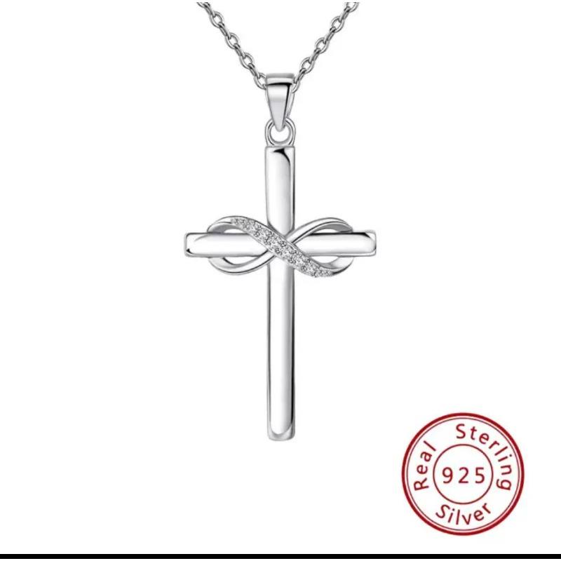S925 Sterling Silver Cross Pendant Necklace