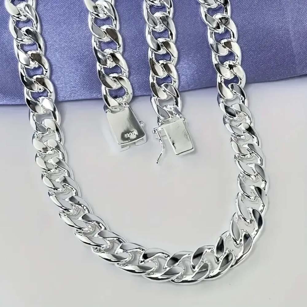 Luxury Silver-plated Neck Chain Metal Exaggerated Men Necklace 10MM Twists Necklace  Birthday Gifts