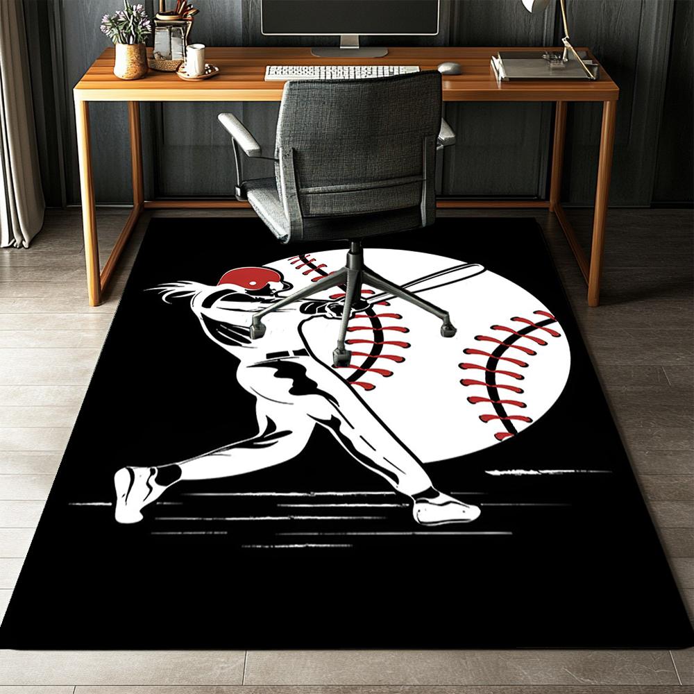 Baseball Printed Carpet,Rug,for Office Chair Living Room Bedroom Kitchen Room Decor Gifts.