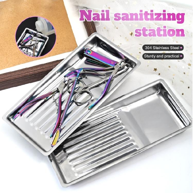 Salon Grade Nail Art Tool Disinfectings Tray Steel Build Spacious Interior Antisilp Base for Safe Sterilizations Tray