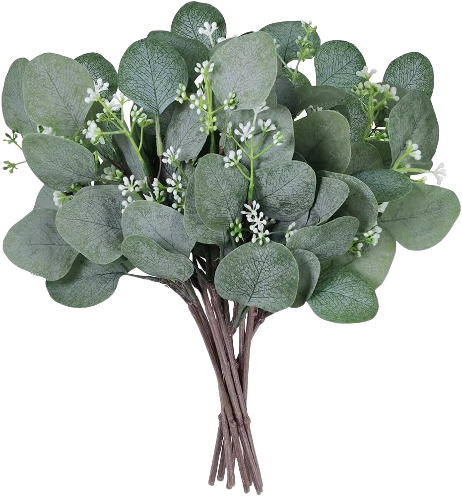 Artificial Eucalyptu Leaves Stems Eucalipto Branch Carrying Fruit Floral Bouquets Wedding Holiday Greenery Home Room Table Decor