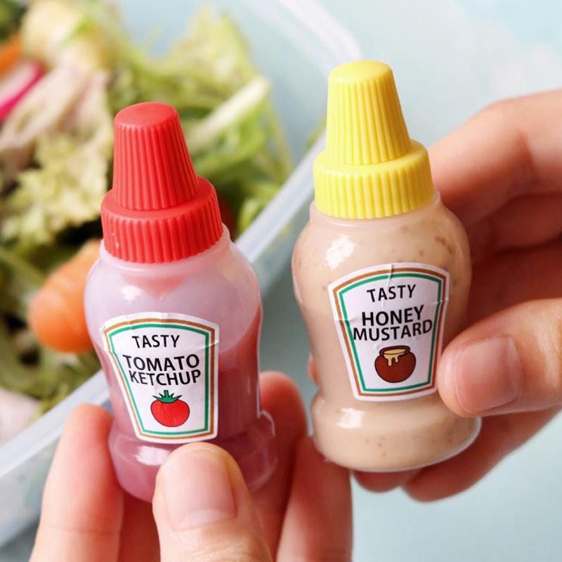 4Pcs 25Ml Mini Tomato Ketchup Bottle Portable Sauce Salad Dressing Container