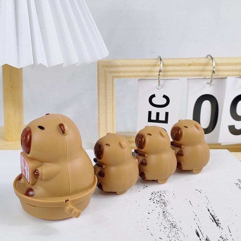 Plastic Capybara Clockwork Toy Kawaii Magnetic Connection Four Capibara Wind Up Doll Cute Things Interactive Educational Gift