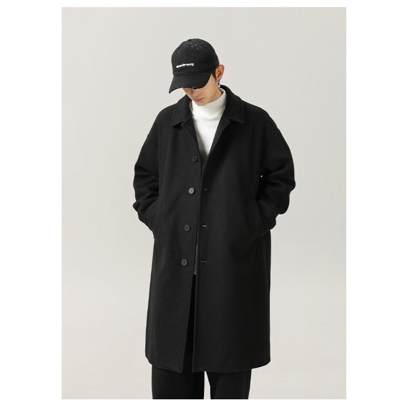 Spring and Autumn Men's New Mid-length Loose Thickened Lapel Jacket