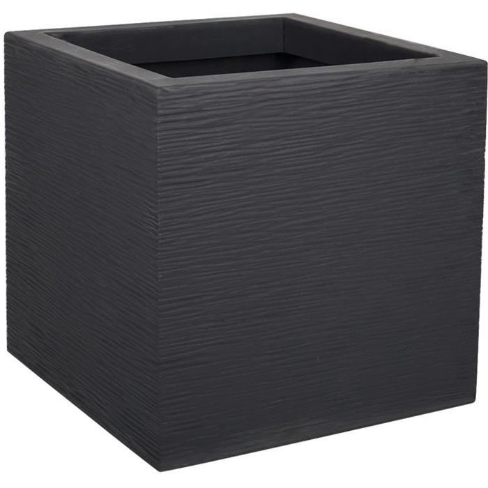 Pot de fleurs Carré 30 cm - EDA - Graphit Up - 21 L - Intérieur / Extérieur - 29,5 x 29,5 x H. 29,5 cm - Gris Anthracite grigio