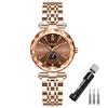 Rose Gold Watch with Brand Stainless Gift for Brown Women's Crystals, Stylish, Waterproof, Name, Business, Steel, Luxury, Cute, Her,