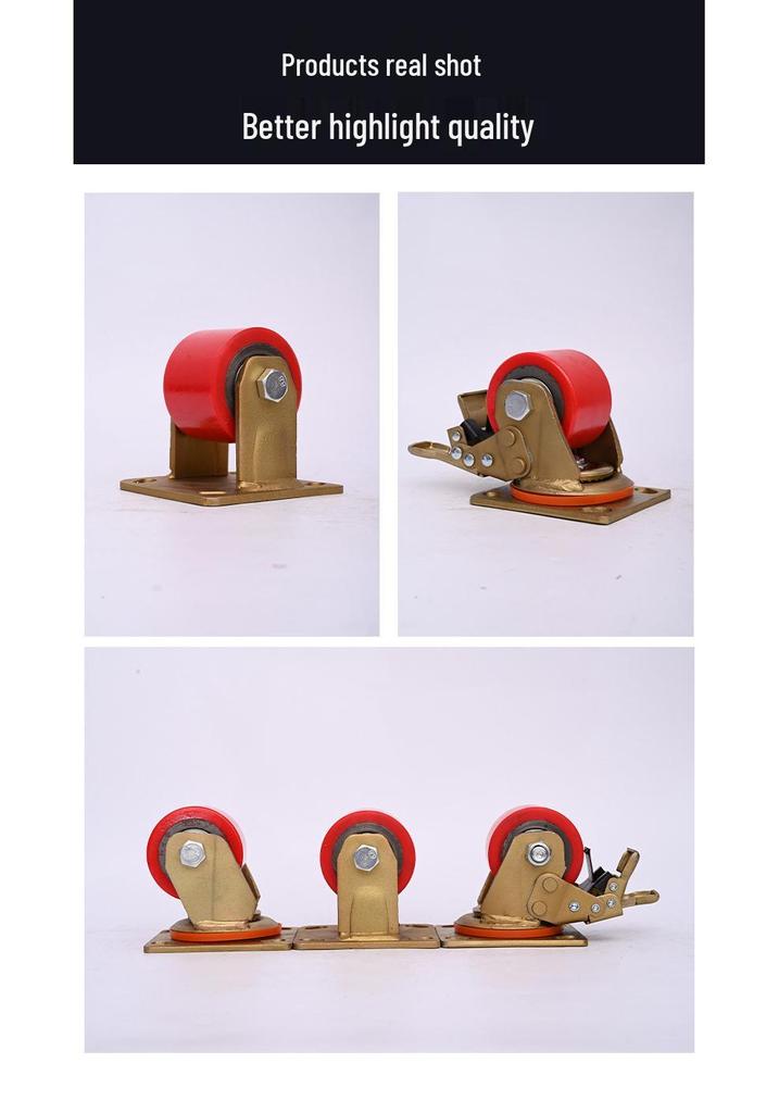 Low Center of Gravity Polyurethane Wheel with Double Bearings and Universal Brake for Industrial Equipment